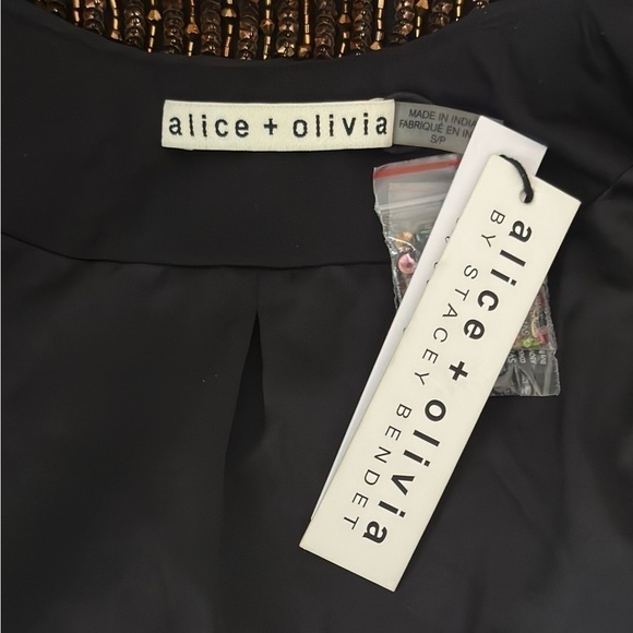 NWT Alice + Olivia Sequin Silk Rainbow-Striped Kidman Cropped Jacket - Picture 7 of 8